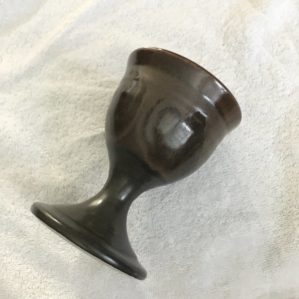 Handmade Earthy Brown Ceramic Goblet Studio Pottery Rustic Chalice